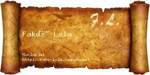 Fakó Lola névjegykártya